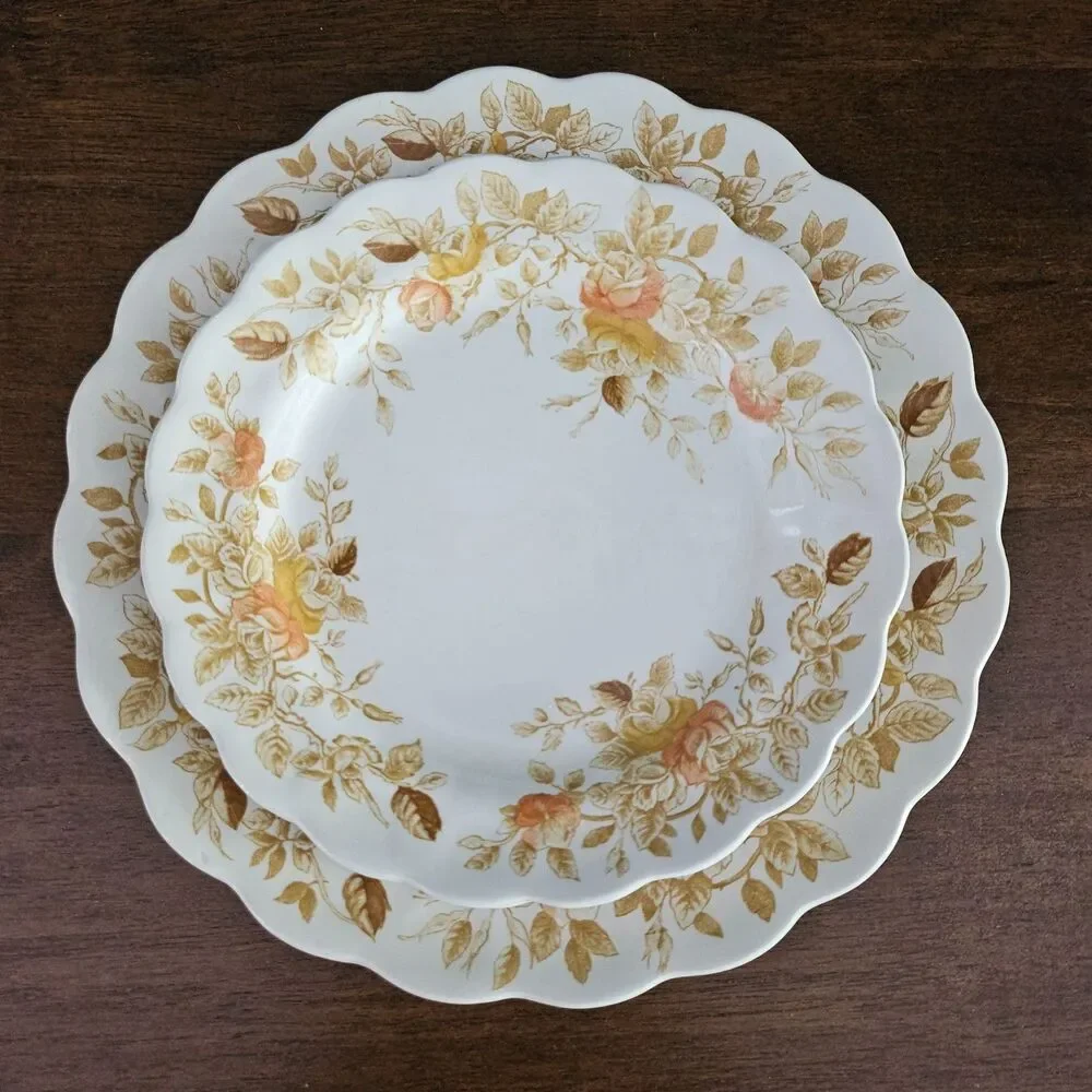 Set of 4 Ridgway Ironstone Staffordshire England Antique Rose Dinner Salad Plate